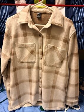 Together Cream and Tan Plaid Teddy Jacket